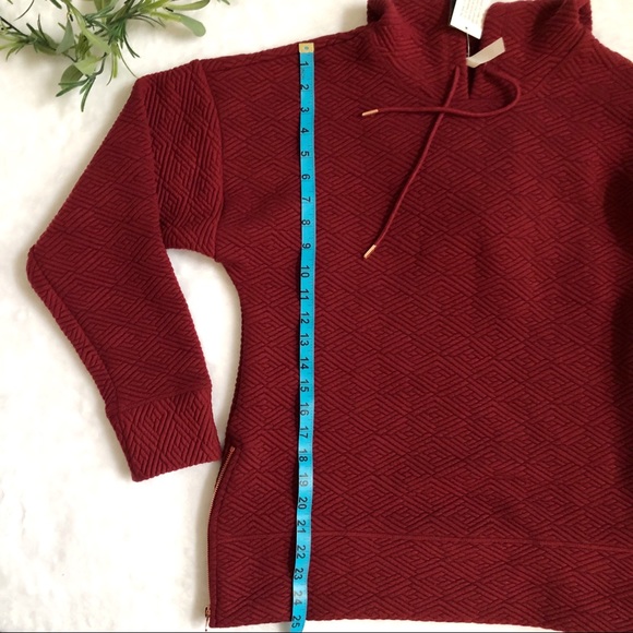 Ideology Gratitude Long Sleeve Textured Cherry Pie Side Zipper Detail Hoodie - Picture 5 of 7